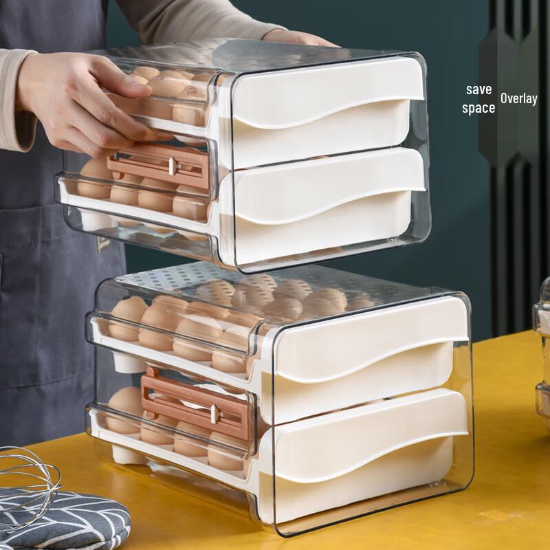 Zhinianhua 60-Egg Double-Layer Refrigerator Drawer Storage Box