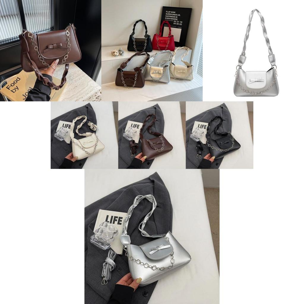 Stylish Chain Strap Women's Bag 2024 New Fashionable Bow Design In Solid Colors