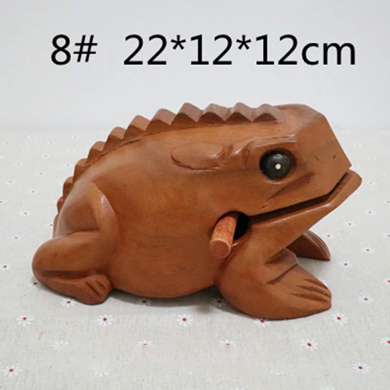 Wooden Lucky Frog Thailand Traditional Craft Croaking Musical Instrument Home Office Decor Fengshui Carved Ornament Kid Toy Gift