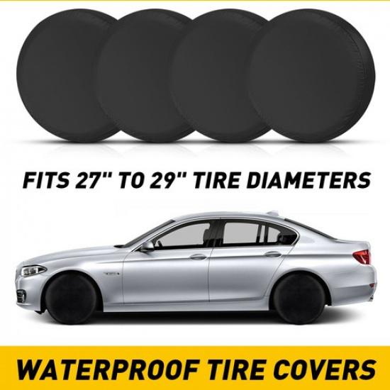 

28.7 Tire Covers Waterproof Wheel Tyre RV Trailer Camper Protector Sun Set Of 4
