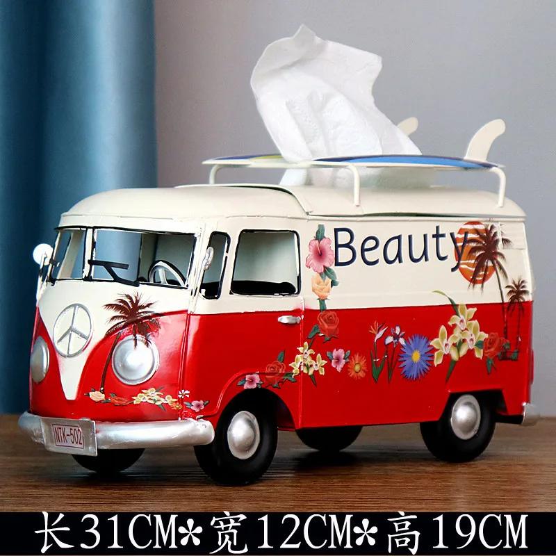 Scatola portatovaglioli a forma di Scarabeo Bus in Ferro Battuto Retrò Americano Scatola portatovaglioli Creativa Modello di Auto Decorazione Artigianato Regalo Speciale Decorazione per la Casa