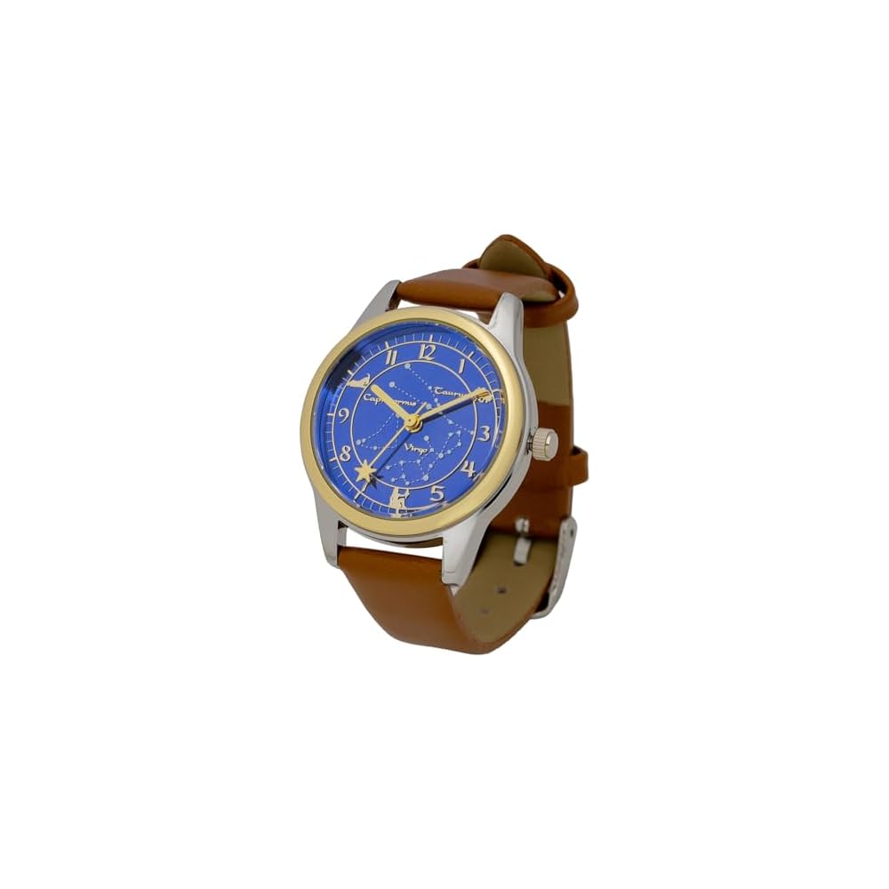 Fieldwork Analog Women s Watch Brown Leather Strap Luminous 12 Zodiac Dial