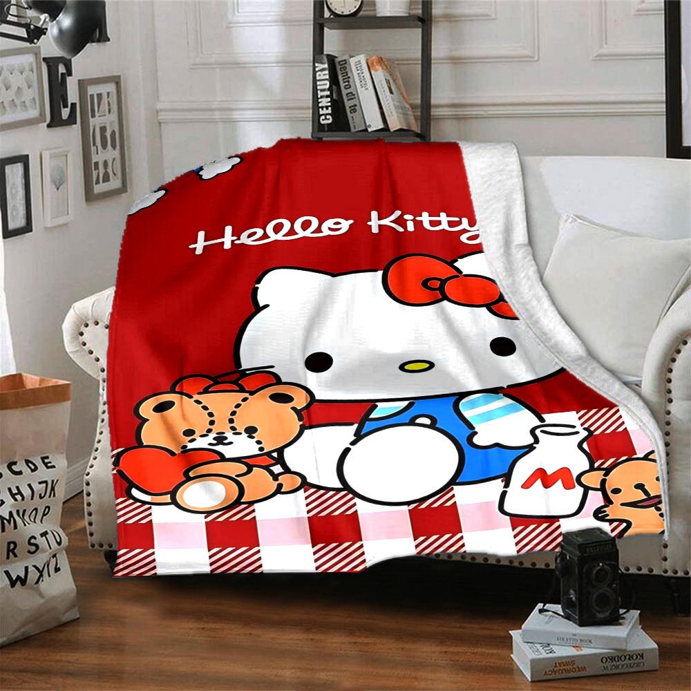 1pc Hello Kitty blanket Lightweight Flannel Throw for Sofa Bed Travel Camping Livingroom Office Couch Chair