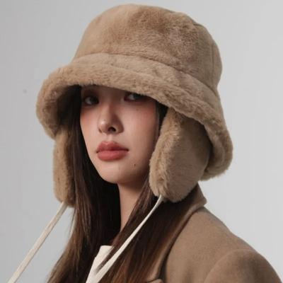 Chapeaux seau de Protection des oreilles coréens pour femmes, automne et hiver, voyage polyvalent, chaud, rétro, couleur unie, en peluche, pour hommes, nouvelle collection