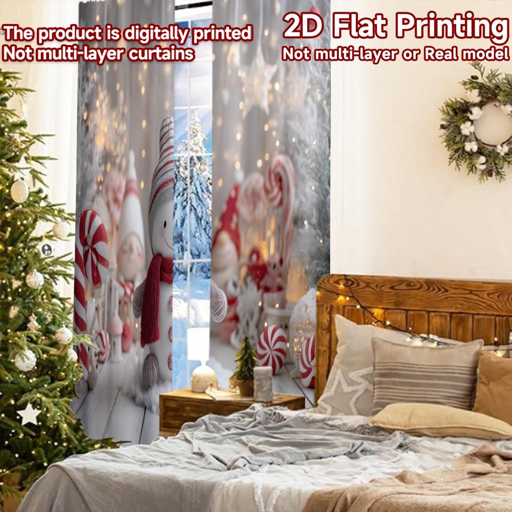 2 szt., zasłony DRUKOWANE PŁASKO 2D (Bez Roda) Śnieżny Urok Nowoczesne Modne Zasłony Półprzezroczyste Zasłony Dekoracje dla