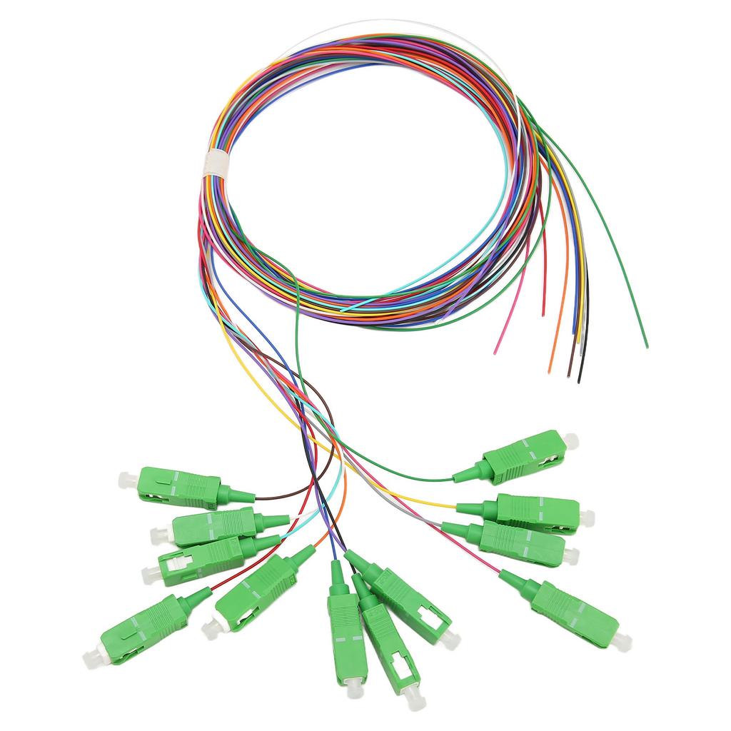 1.5 Meter Fiber Optic Pigtail 12 Strands SC APC 12 Color Single Mode Fiber Optic Pigtail for Welding Network