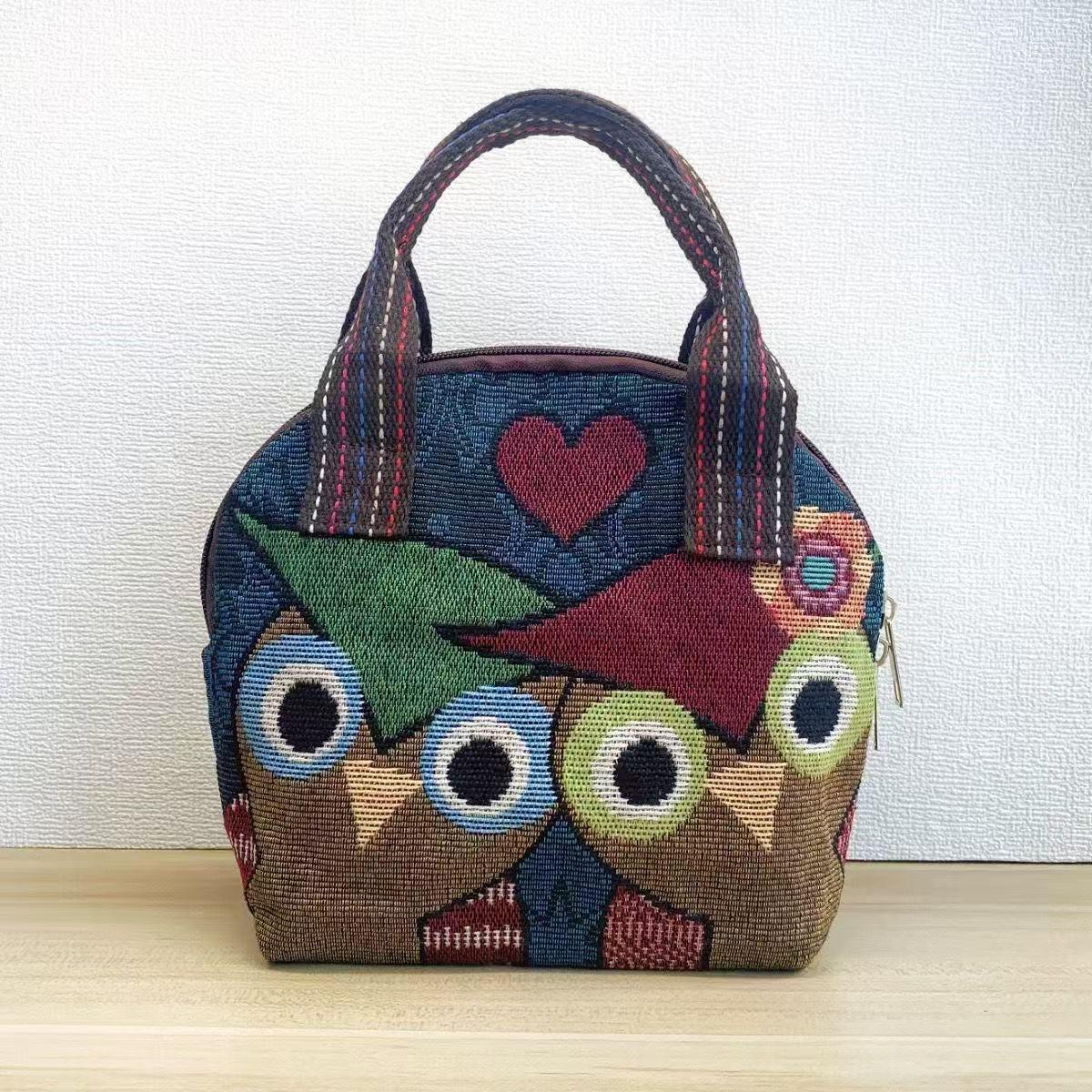 

Вышитая этническая холщовая сумка для женщин: Кошелек в форме ракушки с жаккардовым узором