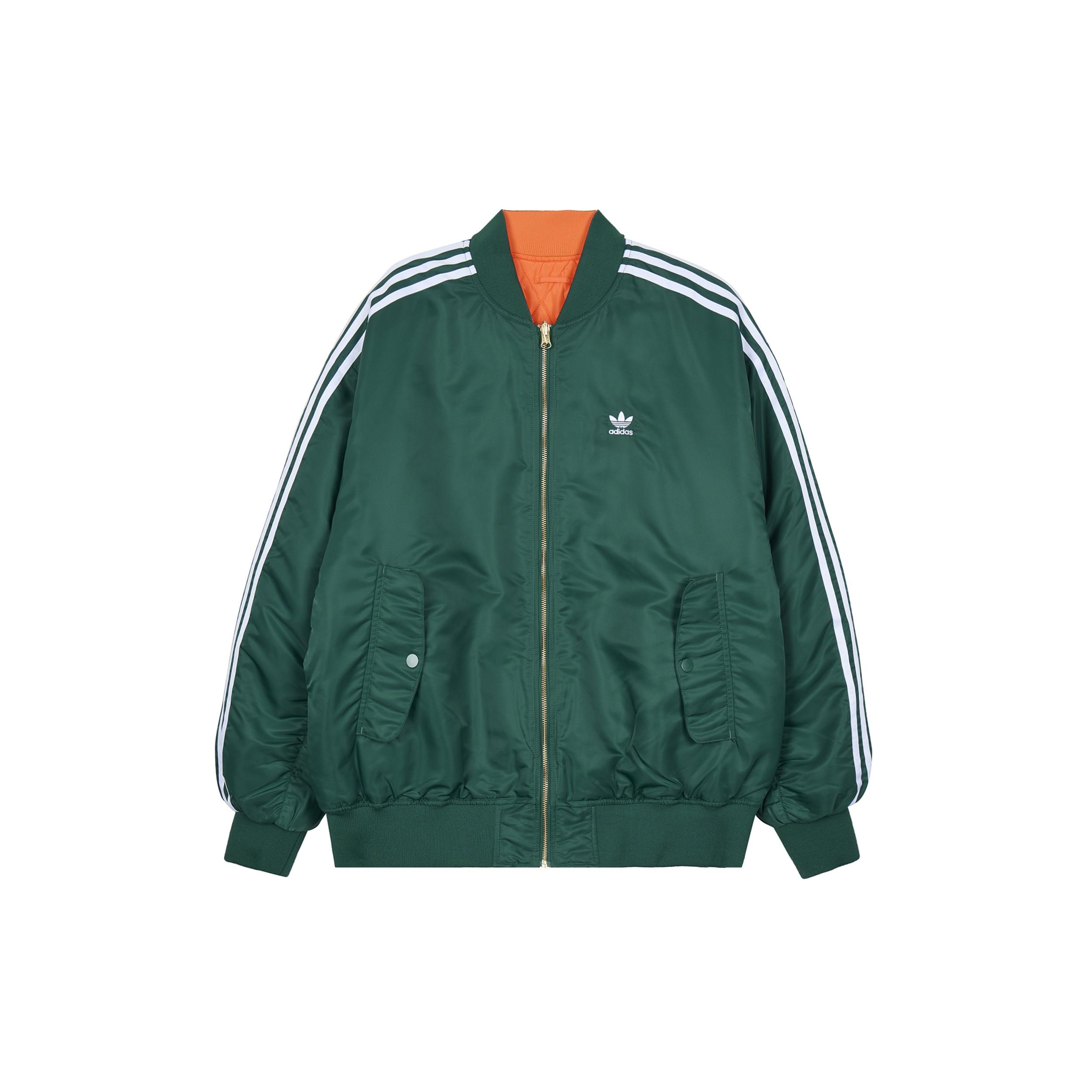 adidas Oversized Reversible Bomber Jacket Asia Sizing  Green White  Men s IW3649 S