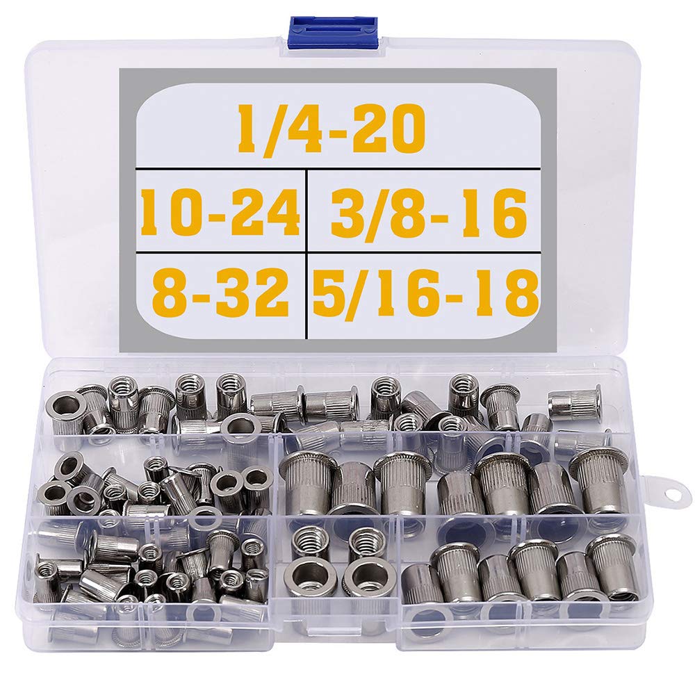 Stainless Steel   Kit #8-32#10-24 1/4"-20 5/16"-18 3/8"-16 Threaded Insert Ert Riv