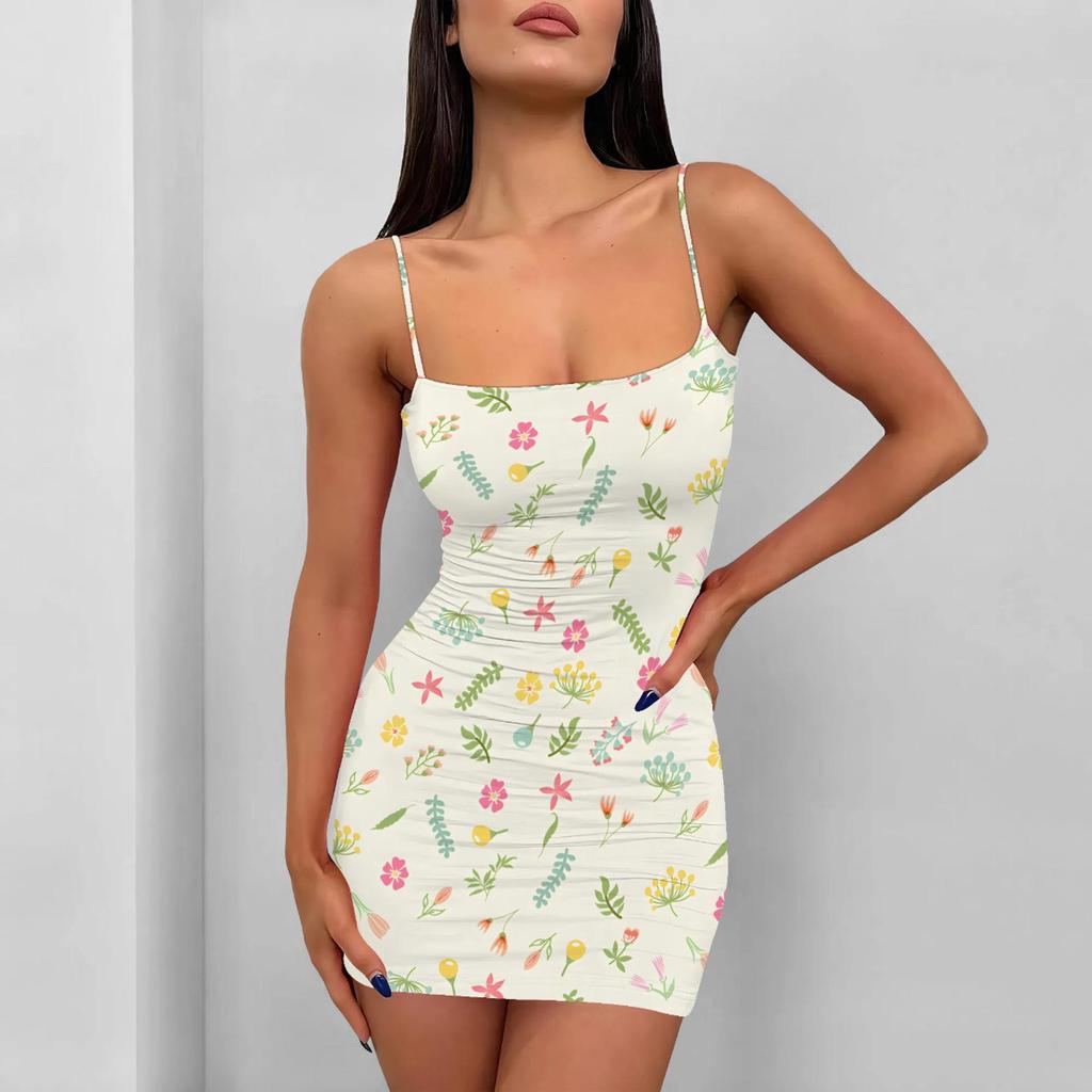 European & American Fashion Sexy Women's Black Print Sling Dress - MH142