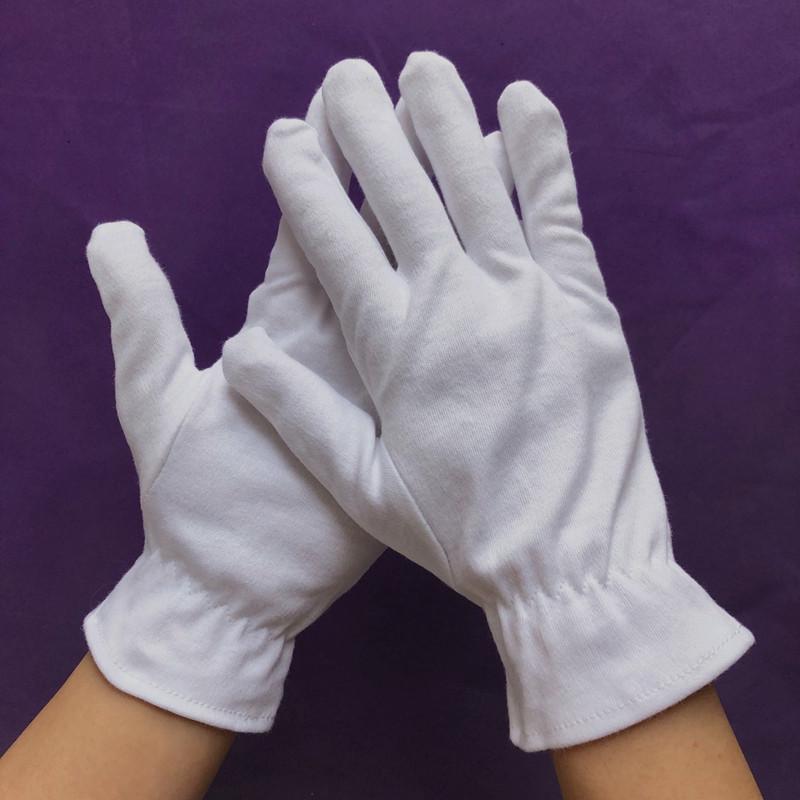 Moisturizing White Cotton Gloves with Elastic Cuffs