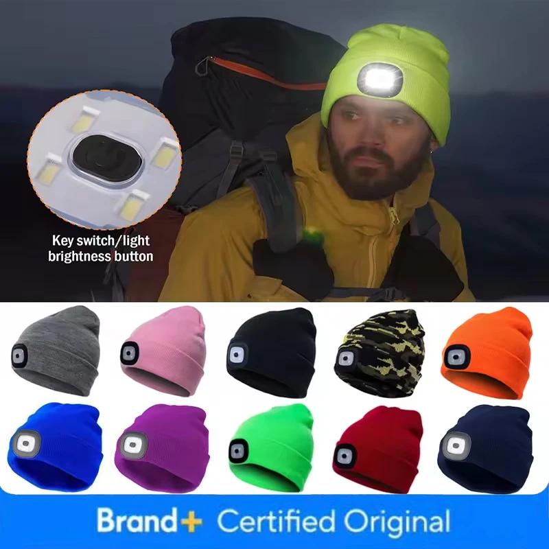 With Light Bluetooth Beanie Hat Removable Headphones Headlamp Cap Rechargeable Speaker Mic Night Fishing Glowing Cap Fishing