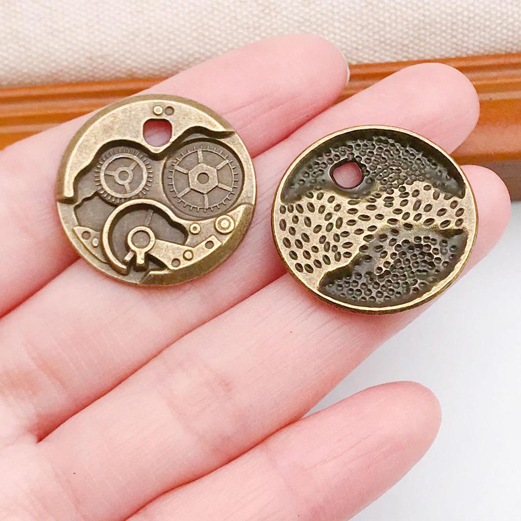 Vintage Green European Gear Pendant Clock Necklace Charm Components