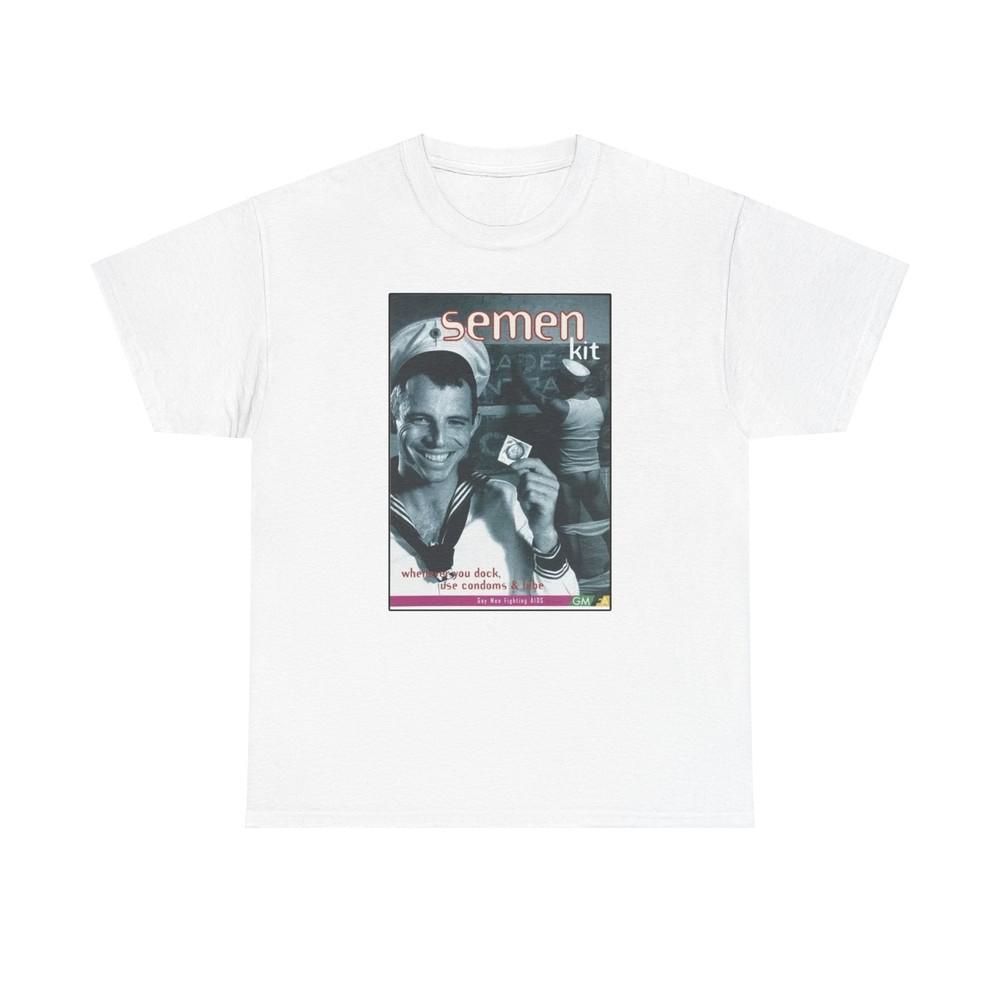 

1994 Vintage Advertisement Semen Kit Gay Men Fighting AIDS London LGBTQ+ T-Shirt 4XL