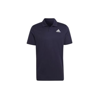 Logo-Print Unifarbenes Kurzarm-Polohemd Herren Oberteile Marineblau HC2717