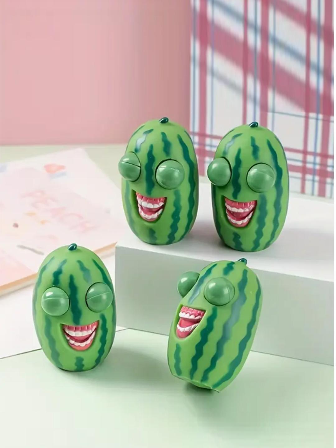 

2D Plane, Laugh Out Loud Funny Bouncing Eye Watermelon Relaxation Stress Relief Toy - Durable Rubber, Green, Classic Style, Nove зелёный