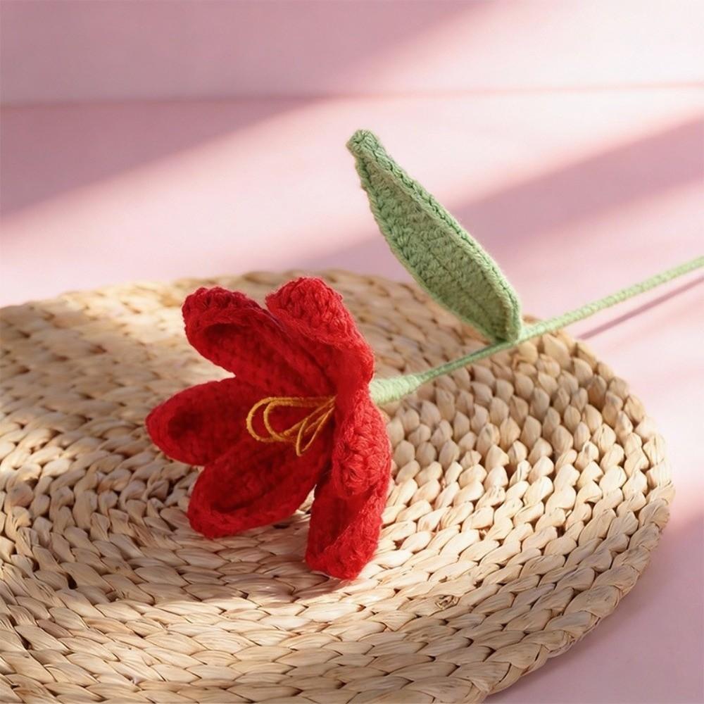 Creative Knitted Tulip Yarn Handmade Simulation Knitted Bouquet Crochet Flower  Valentine's Day