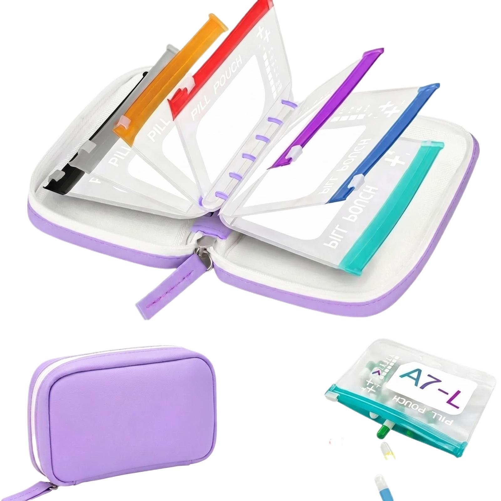 

Waterproof Pill Organizer Case Set with 14 Removable Waterproof Pouches Compact Portable Storage Box for Daily Medication and Supplements One Size