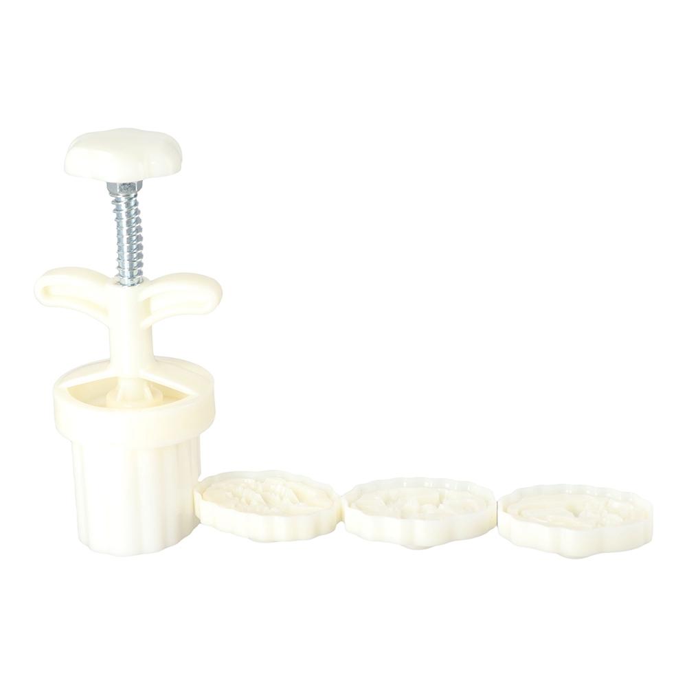 White Moon Cake Mould Hand Pressed Embossed Stamp Mold Mid-autumn Festival