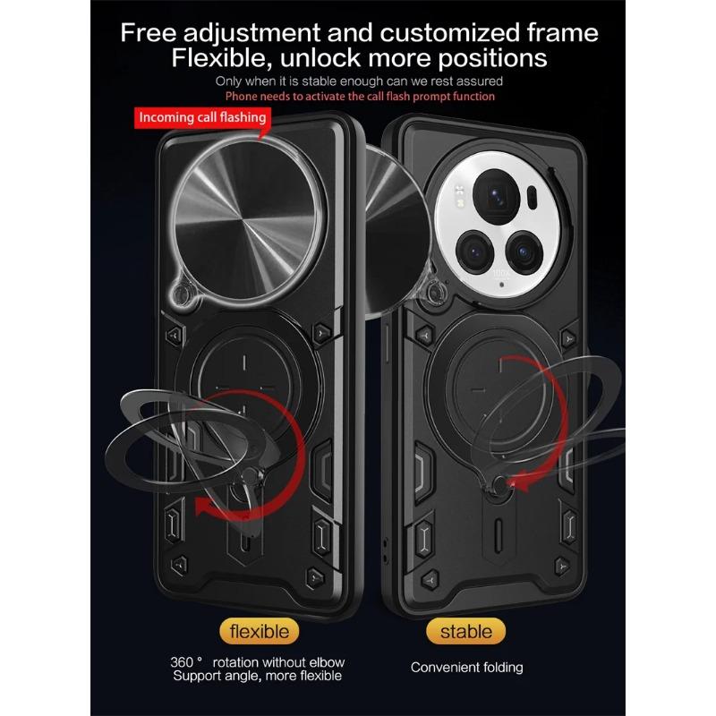 Etui na Honor Magic6 Pro Etui Magnetyczny Metalowy Uchwyt Pierścieniowy Pancerne Etui na Telefon dla Honor Magic 6 Pro Magic6Pro Ochrona Obiektywu Coque