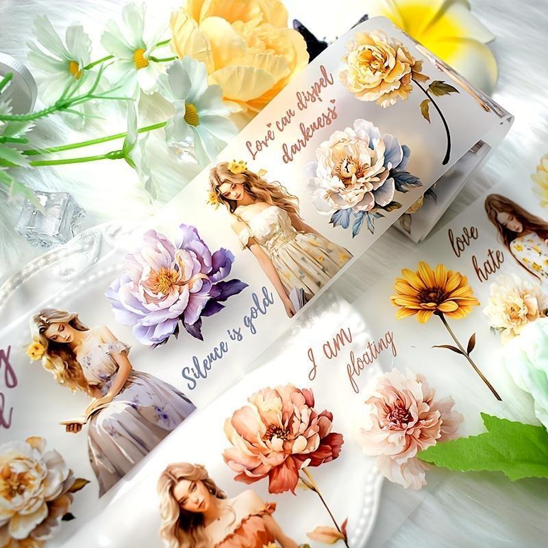 1 rotolo di nastro adesivo con tema ragazza in stile Hong Kong, manuale, scrapbooking, fai da te, decorativo, journaling, forniture