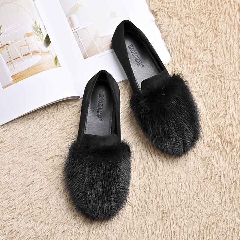 

Mao Mao 2025 Зимние женские ботинки в корейском стиле из норки, на толстой подошве - Универсальные, удобные, с плюшевой подкладкой, идеально подходят для беременных женщин 35