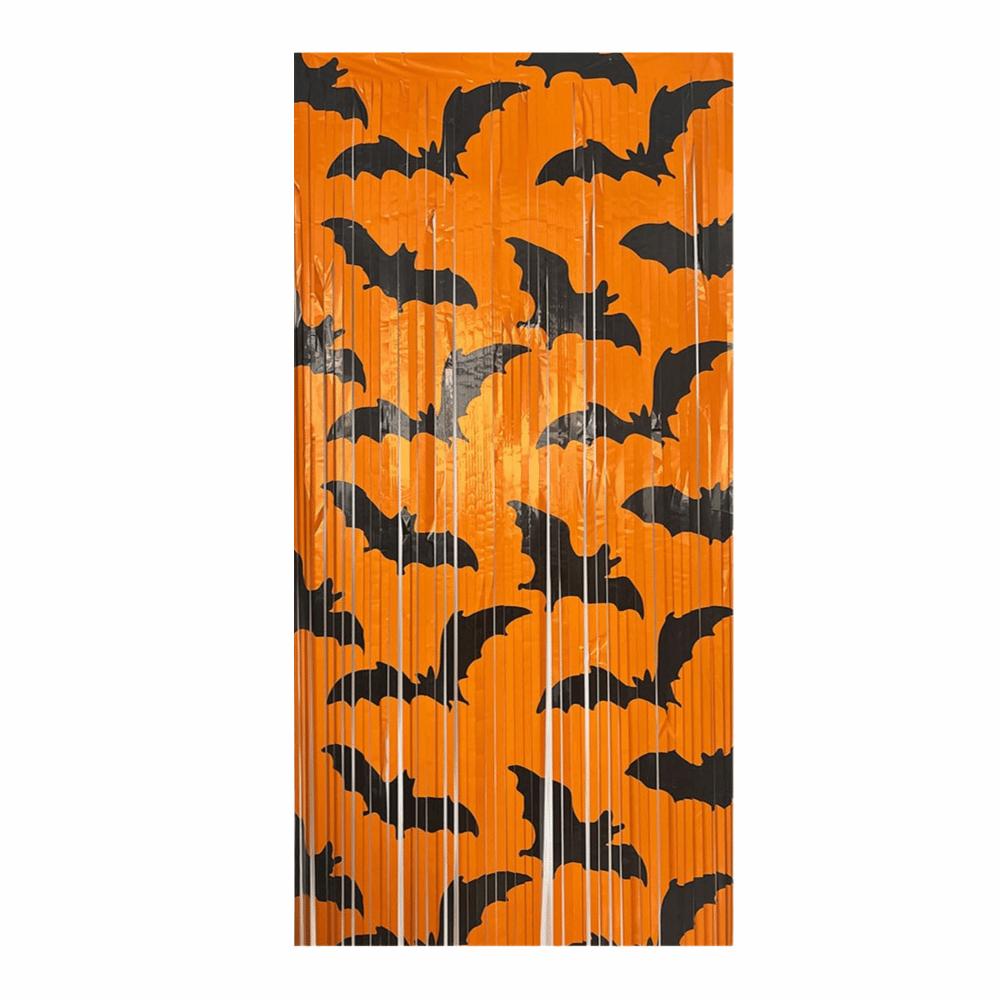 Foil Streamer Halloween Tinsel Curtain Fringe Curtain Halloween Door Curtain Background Decor