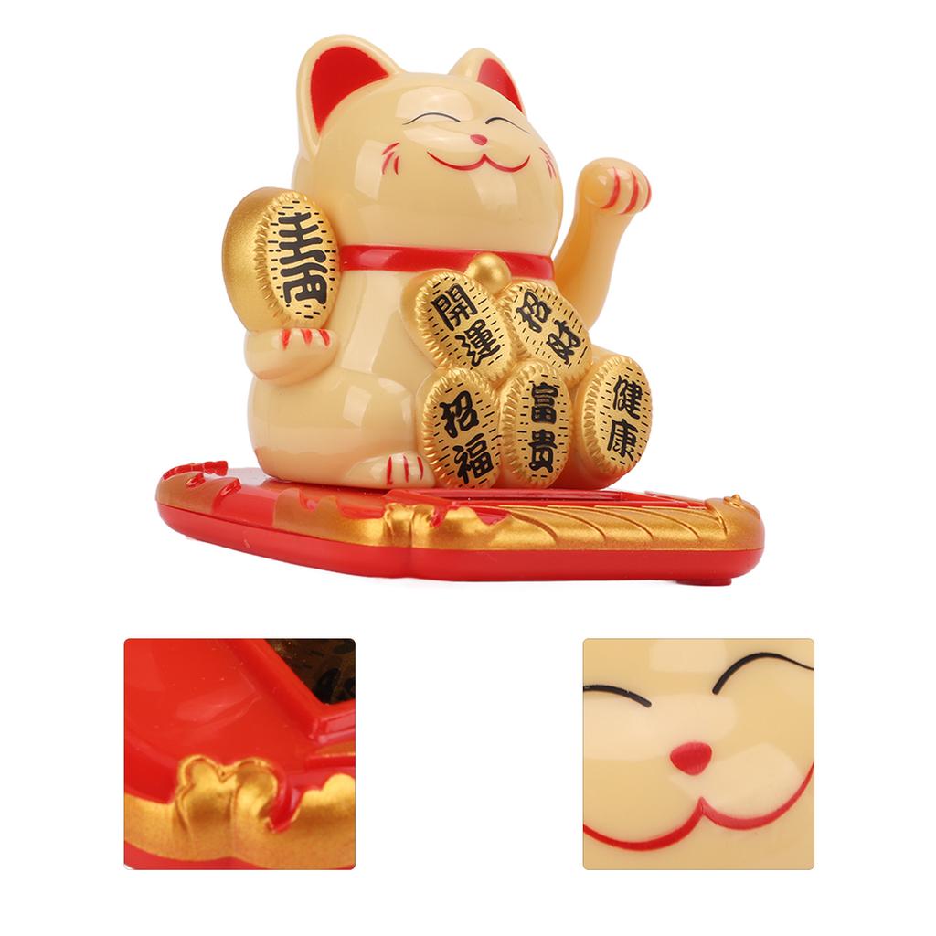 Cat Solar Powered   Size Bring in Wealth and Treasure Cute Smile   Maneki Neko for Car Bedroom