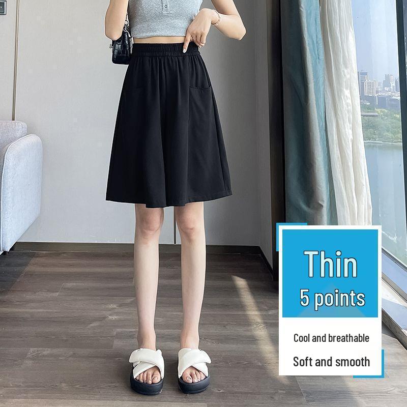

Women s High-Waist A-Line Quick-Dry Ice Silk Shorts - Plus Size Slimming, Wide-Leg Capri Style for Summer 4XL - Recommended Weight 195-225 lbs