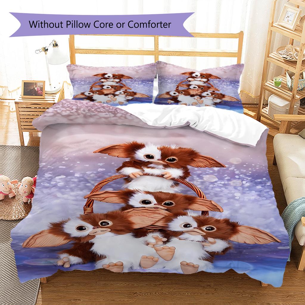 Gremlins Muster Bettwäsche, Steppbett Set Bettbezug Kissenbezug Zuhause Geburtstagsgeschenk (1 Bettbezug + 2 Kissenbezüge, ohne Füllung)