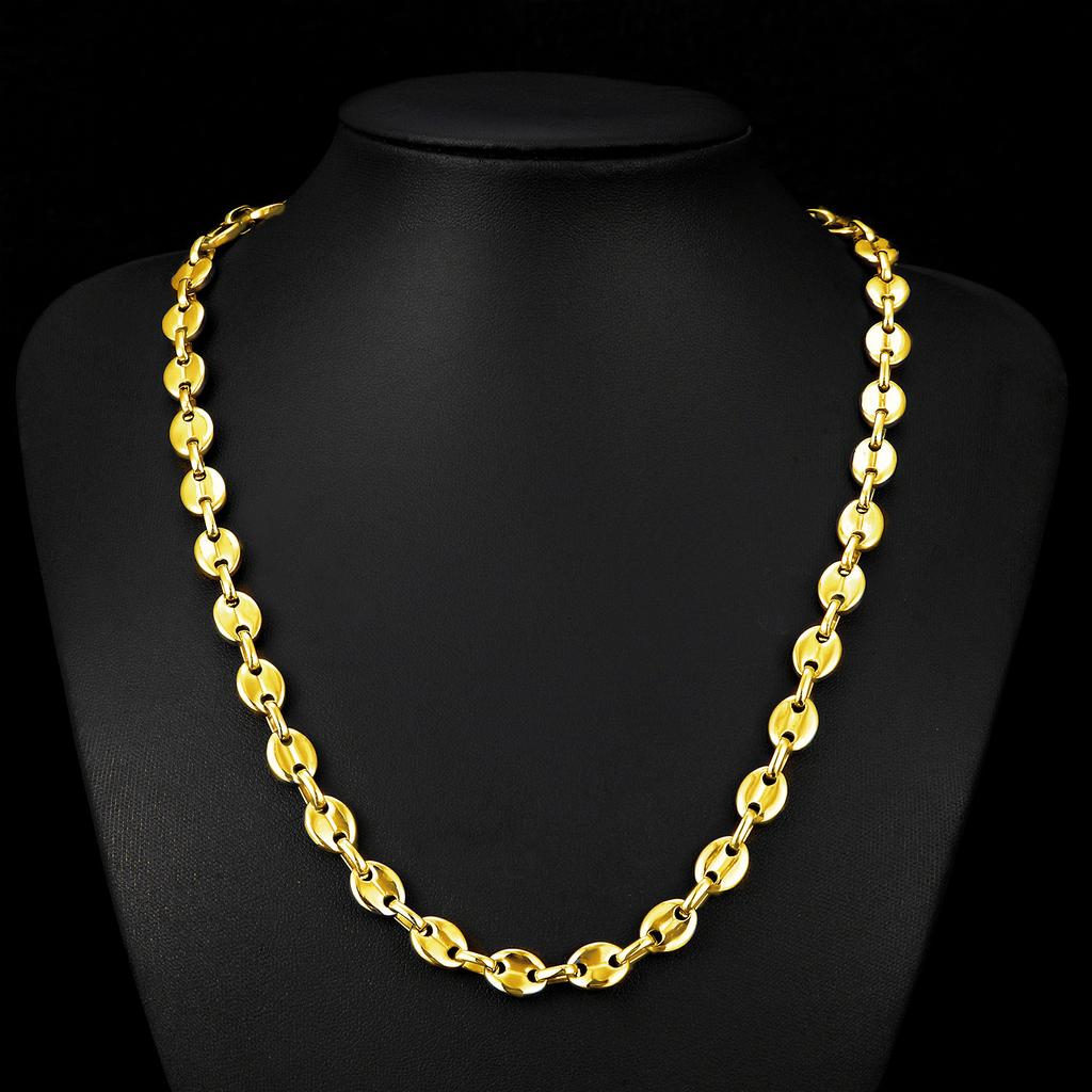 11MM Men's Necklace Titanium Steel Stainless Steel Button Coffee Bean Pig Nose Chain Necklace