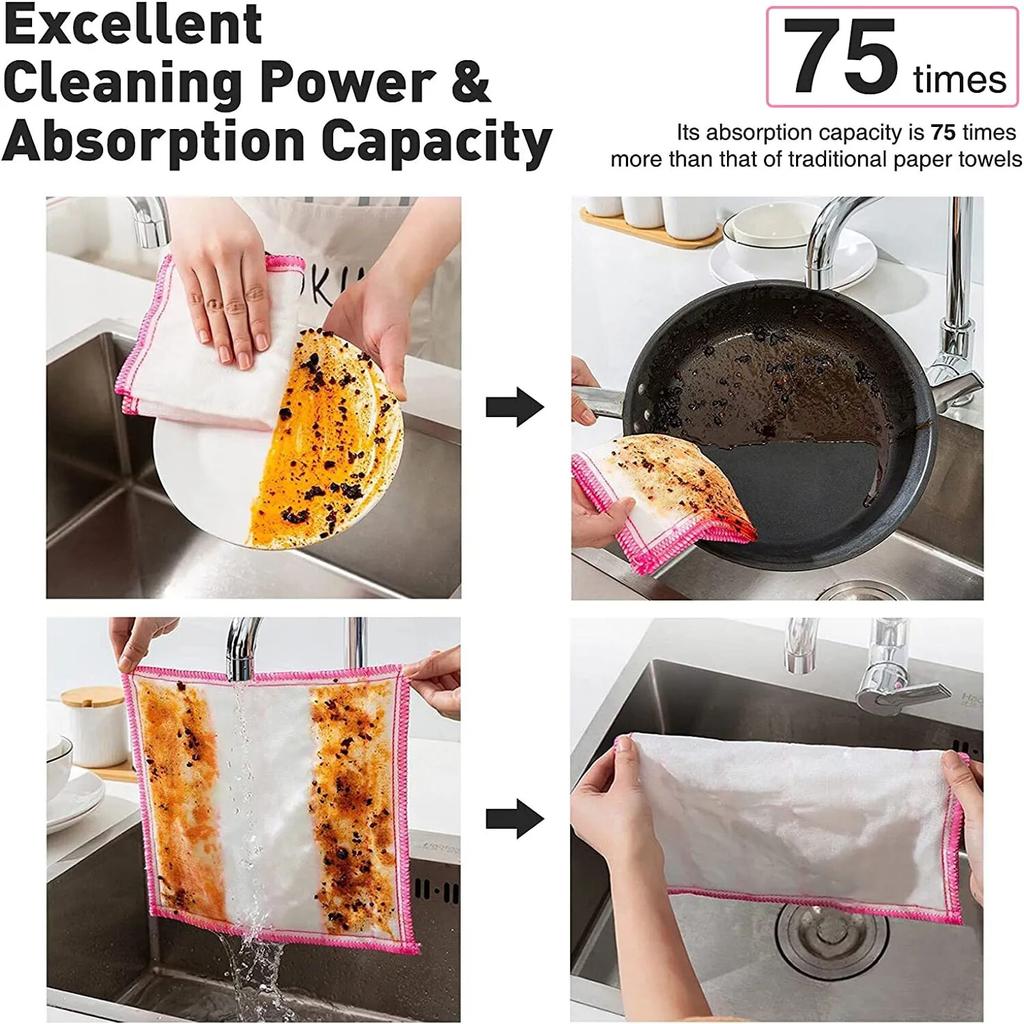 Anti-Oil Kitchen Towel 8 Layers Microfiber Kitchen Cleaning Cloth Absorbent Scouring Pad Thicken Kitchen Daily Dish Towel 30cm
