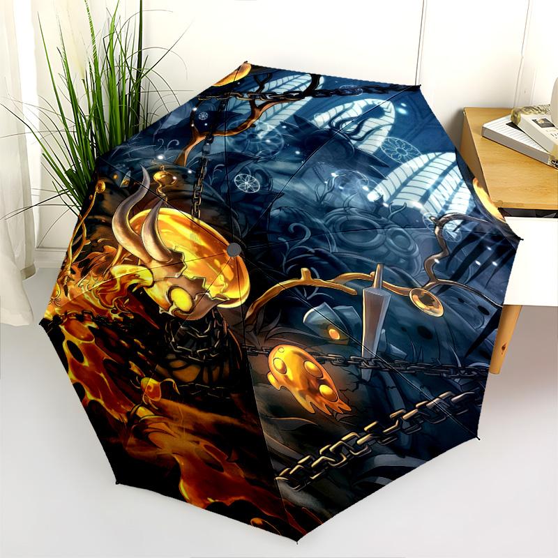 Mystic Gourd Lanterns Glow Folding Umbrella Durable Portable Umbrella Three Folds Sun Umbrella