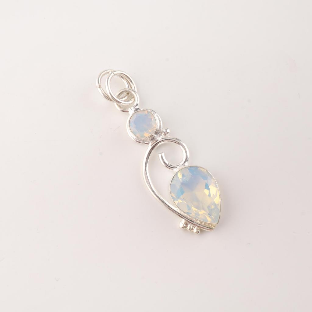 Milky Opal Gemstone 925 Sterling Silver Customized Pretty Pendant 1.47" For Wedding PP-31-14