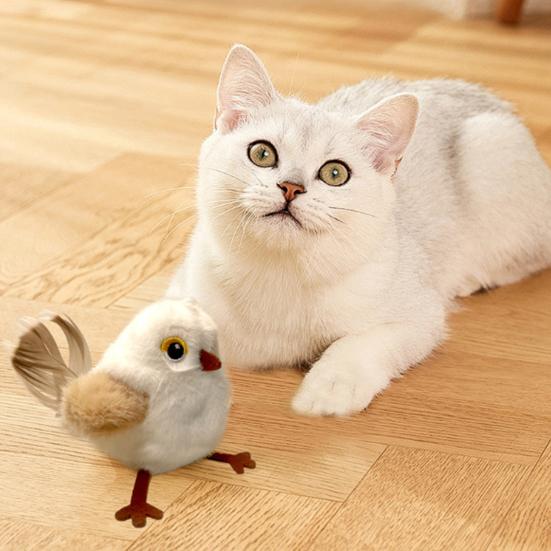 Flapping Bird Cat Toy Interactive Catnip Chirping Bird Toy Rechargeable Touch Activated Kitten Toy for Indoor Cats Exercise Pouncing Hunting