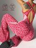Leopard Print Seamless Bodysuit Yoga Wear for Women - Fitness Sports Casual Outerwear