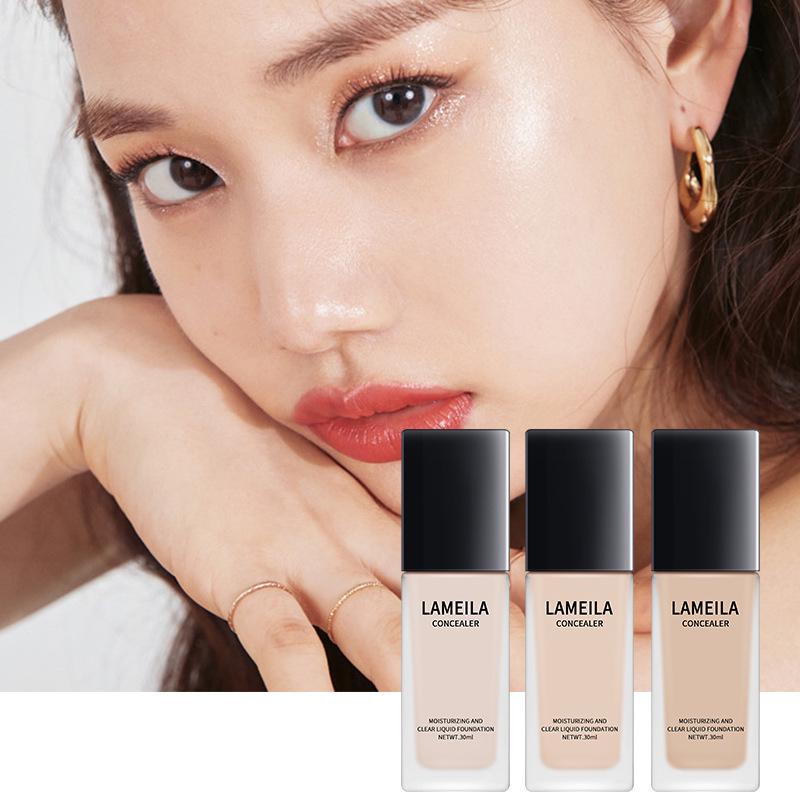 Hydrating & Clear Foundation with Concealer - Long-lasting & Moisturizing Nude Makeup for Students & Artists