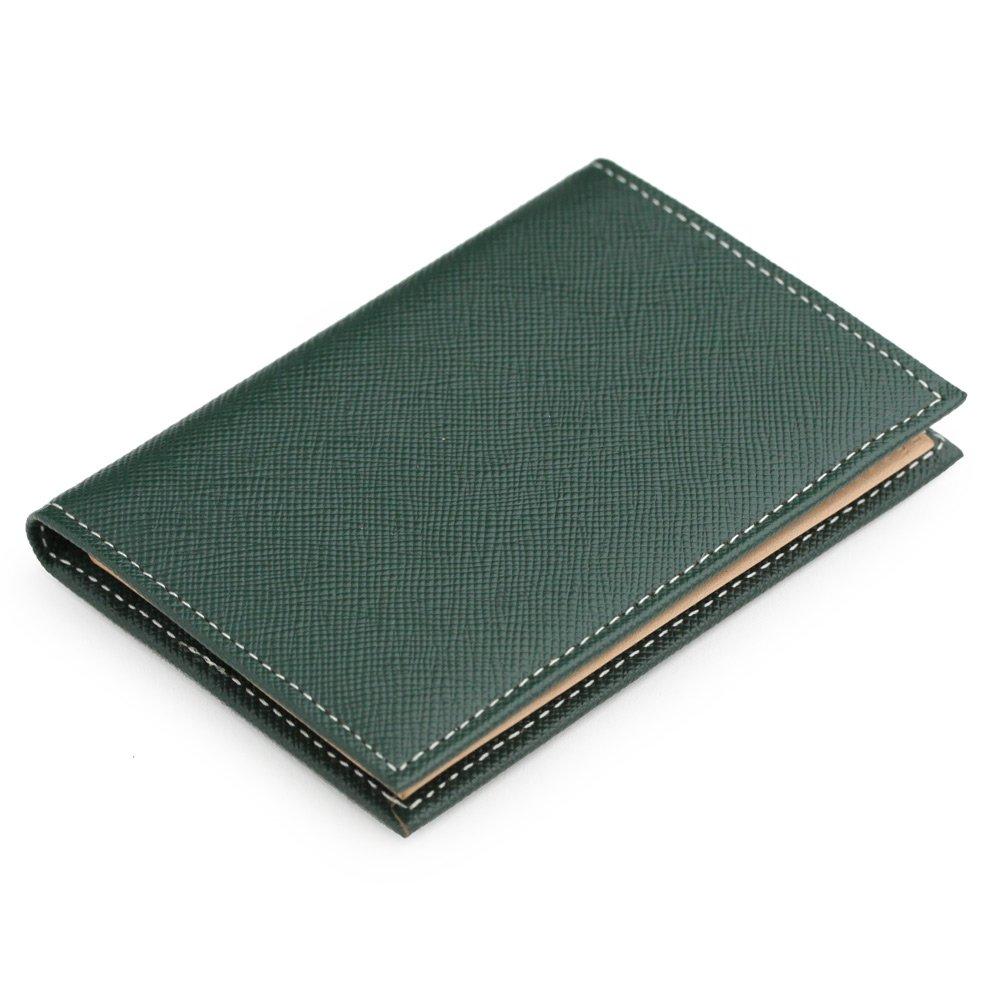 

Made in Japan Genuine Leather Pass Case with Belt Prism Texture Embossed Green [Abies] Bi-Fold (Essential Cowhide)