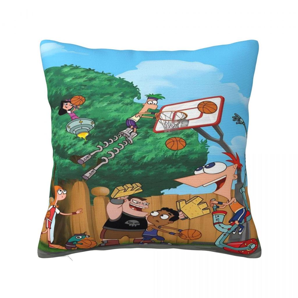 P-Phineas And F-Ferbs Pillow Case Morden Pillow Cover Polyester Design Cushion Cover Pillowcases For Chair Sofa Home Decoration