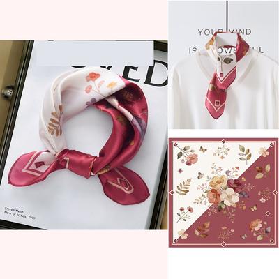 53x53cm 100% Mulberry Silk Scarf Luxury Square Hair Bandana Elegant Head Wrap Neckerchief Sunscreen Shawl for Women