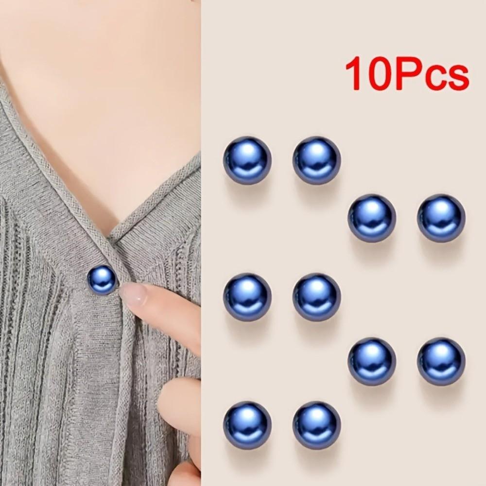 10pcs Imitation Pearl Pearl Button Pins Fixed Pin Button Brooch Pins  For Clothes Decor