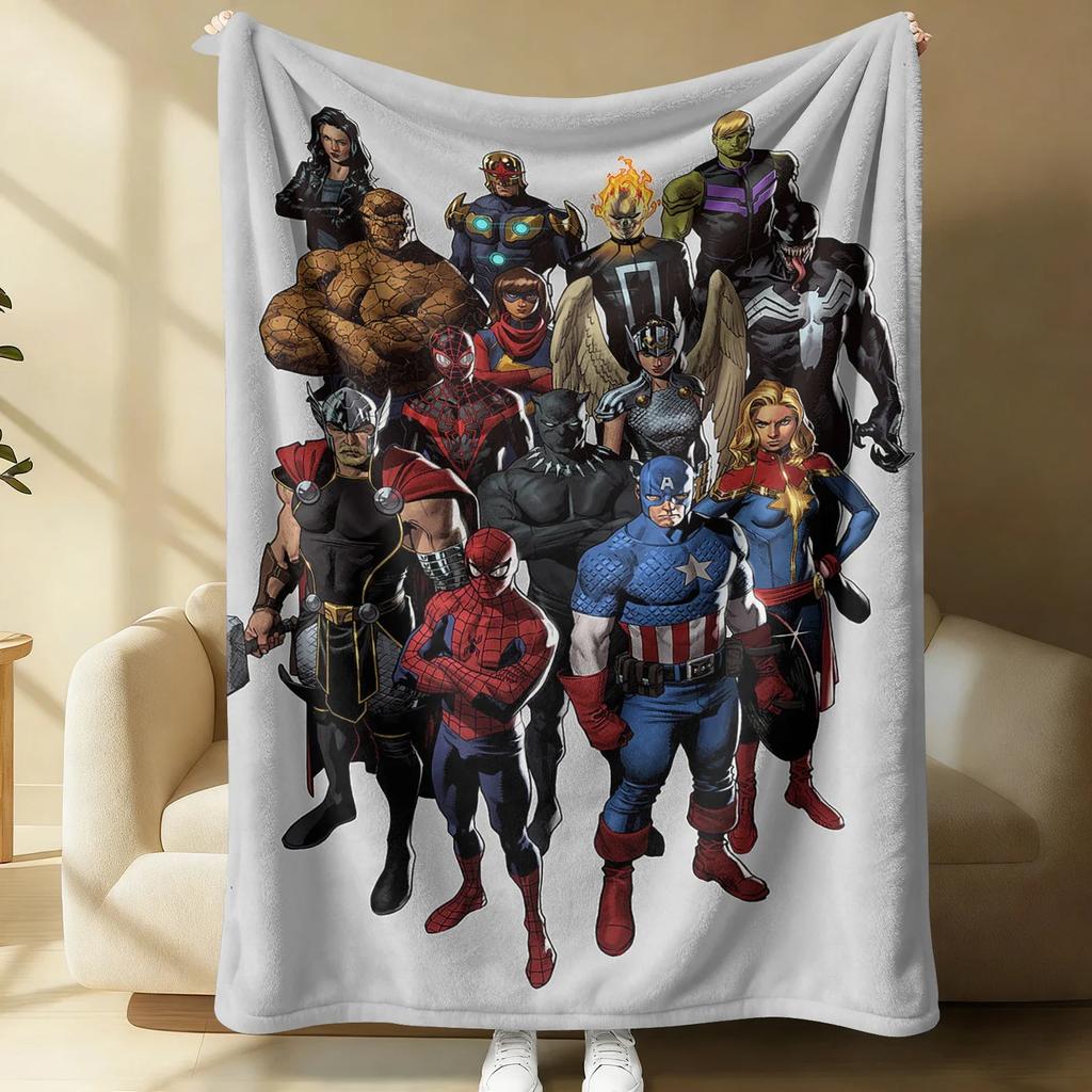 Iron Man Superhero Print Flannel Blanket Office Soft Thick Fluffy Lightweight Warm Throw Sofa Bed Cover Home Decor Kids Gift
