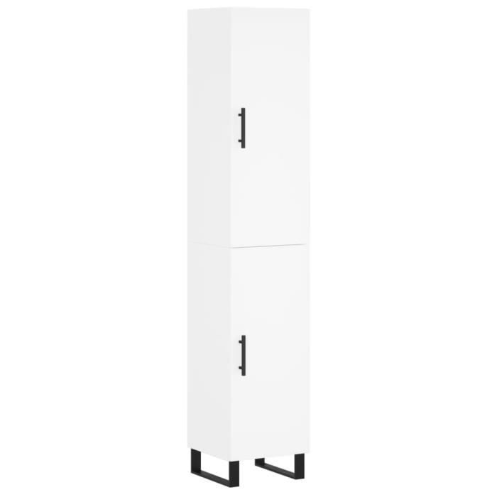 VidaXL Buffet haut Blanc 34,5x34x180 cm Bois d'ingénierie 3198809