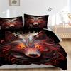 3pcs Flaming Wolf Printed Quilt Set - Includes 1 Quilt Cover and 2 Pillowcases, Machine Washable - Suitable for All Seasons.J054