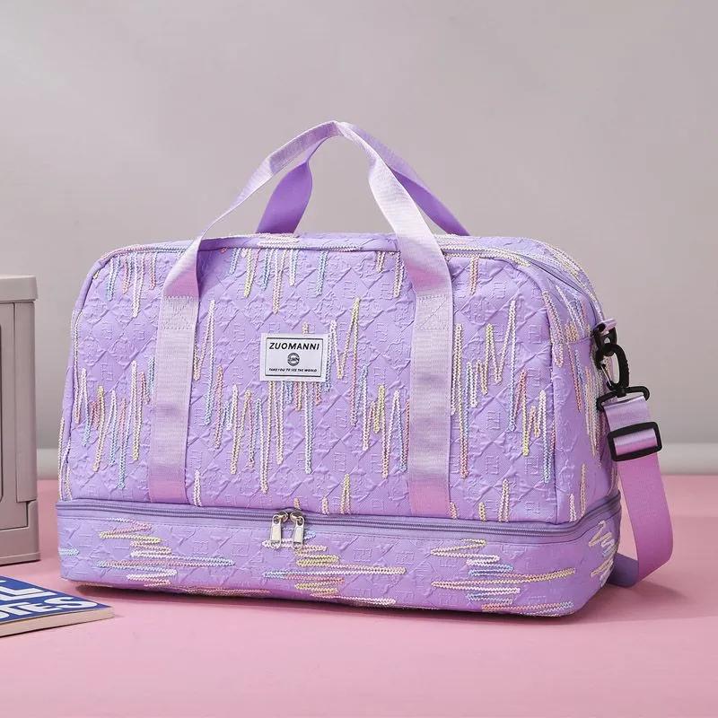 

Большая вместительная сумка для фитнеса, дорожная сумка для хранения на короткие расстояния, спортивная сумка для йоги, многослойная дорожная сумка One Size фиолетовый