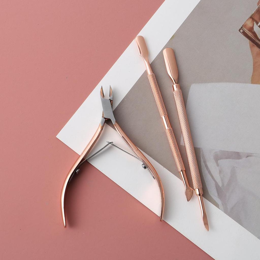3pcs Nail Cuticle Nipper Scissors Stainless Steel Rainbow Tweezer Clipper Dead Skin Remover Scissor Plier Pusher Tool