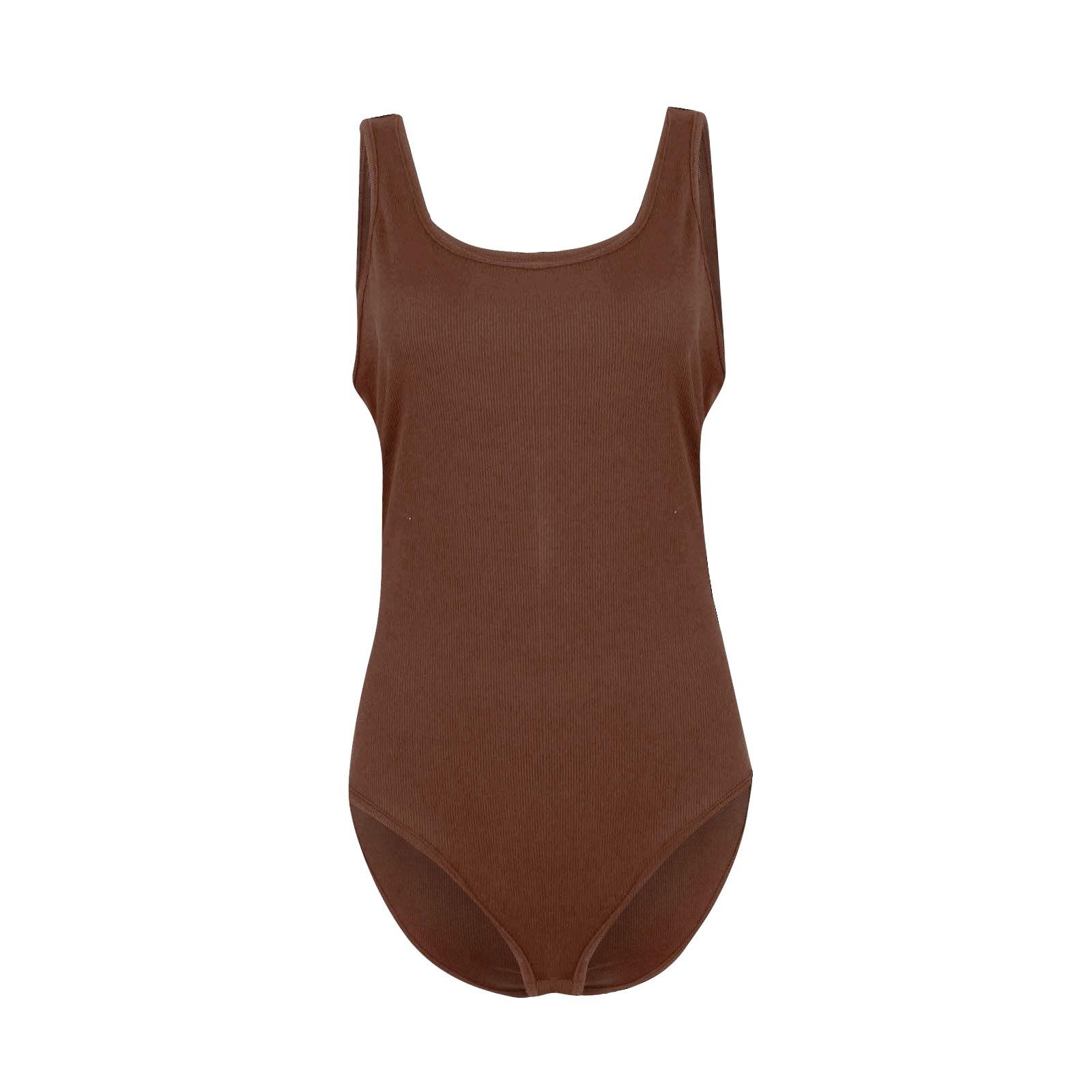 

Женский повседневный сексуальный модный однотонный жилет на пуговицах в рубчик, комбинезон для похудения XL кофейный