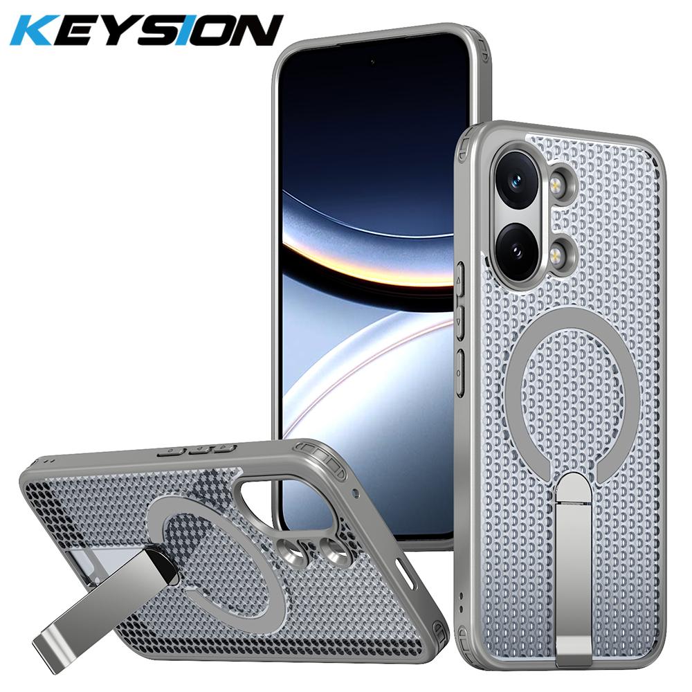 KEYSION Dutý kryt pro odvod tepla s MagSafe pro Xiaomi POCO X8 Pro Max Magnetické chlazení Skrytý stojánek Nárazuvzdorný kryt telefonu
