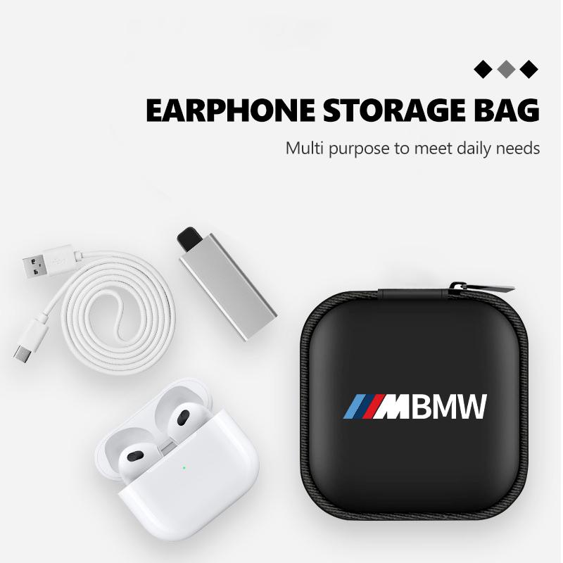 WSQK5 Car Portable EVA Storage Earphone Cable Case Bluetooth Bag For BMW M Performance Alpina M3 M5 M6 X1 X3 X4 X5 G20