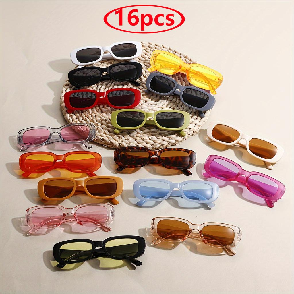 1/16pcs Vintage Punk Square Sunglasses Women Summer Fashion UV400 Jelly Colors Shades